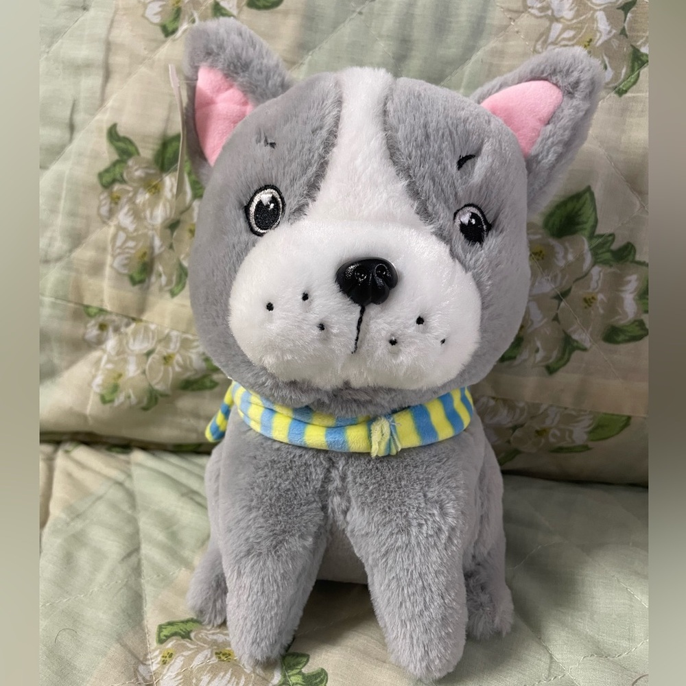 Gray and White Plush Dog Toy( new with tag)
